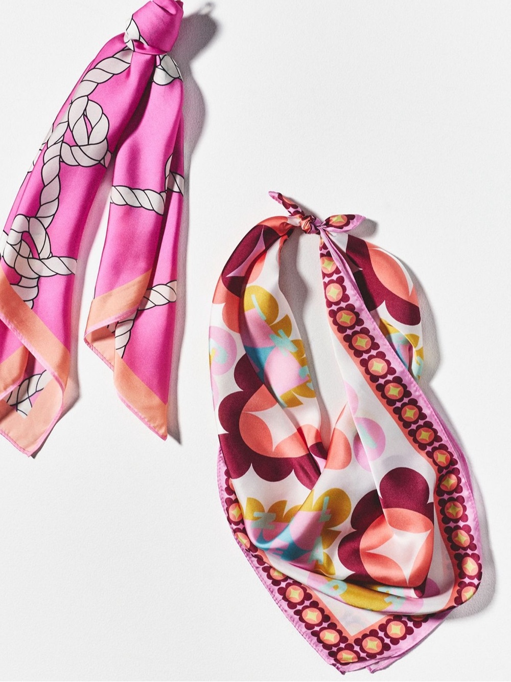 NWT Anthropologie Celandine Patterned Hair Scarves, Set of 2 in Knot/Squares - Picture 1 of 3